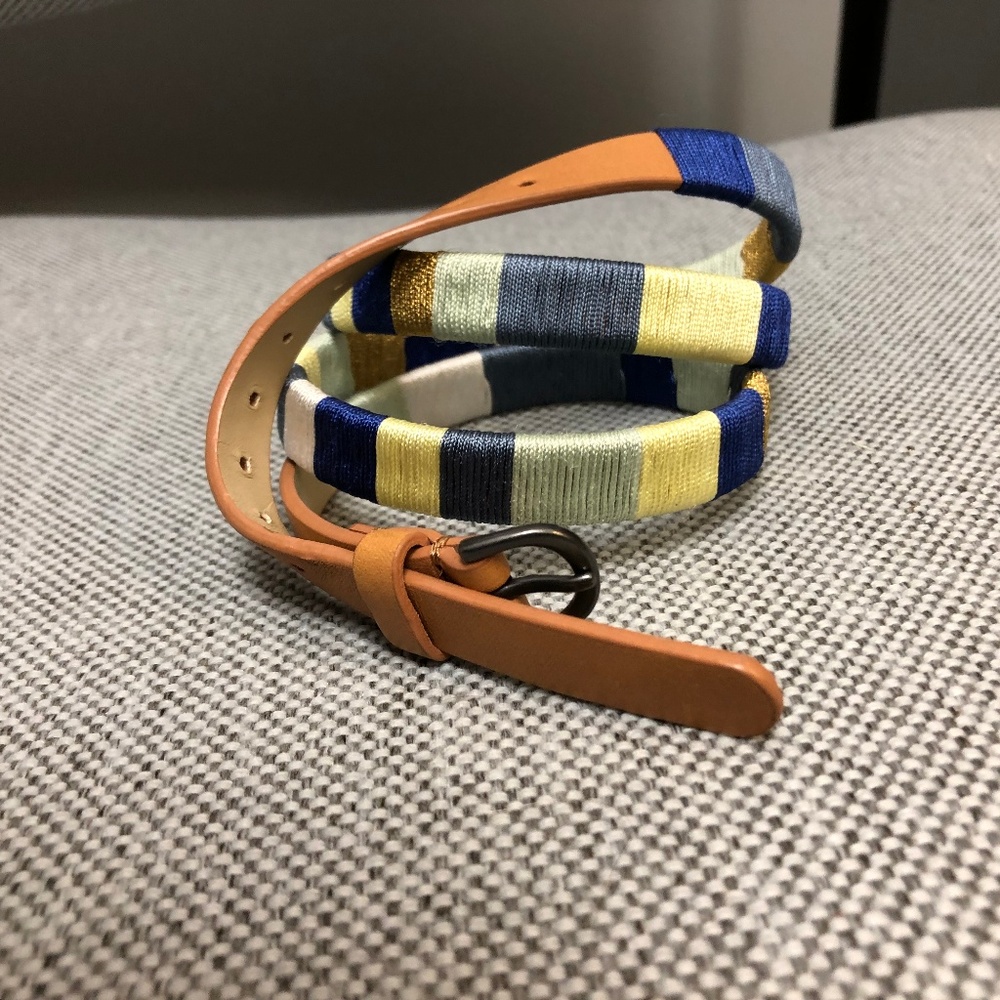 J. Crew Threaded Skinny Leather Belt | Size L